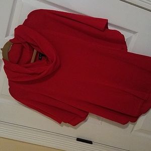 Women's red cowl neck batwing sweater size medium